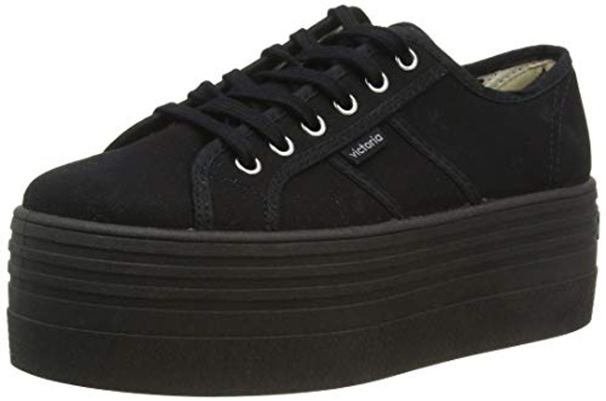 Place Victoria Barcelona Doble Lona Monocromo, Zapatillas Unisex Adulto, Negro