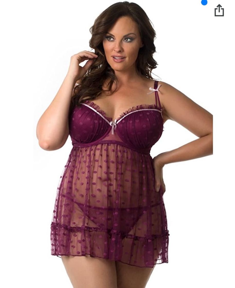 Fashion Babydoll sexy de veludo para mulheres plus size 512156Q