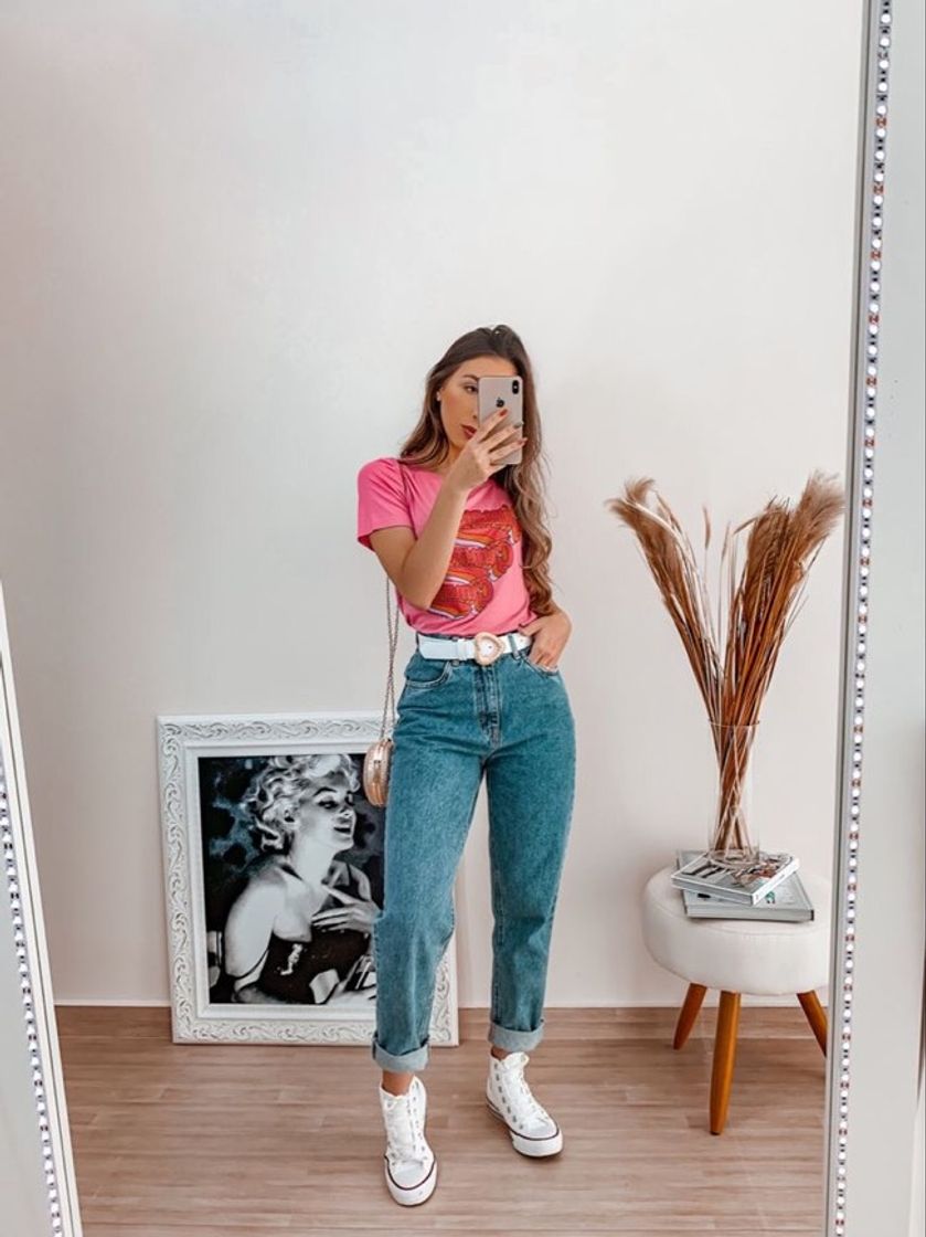 Moda look com calça mom jeans