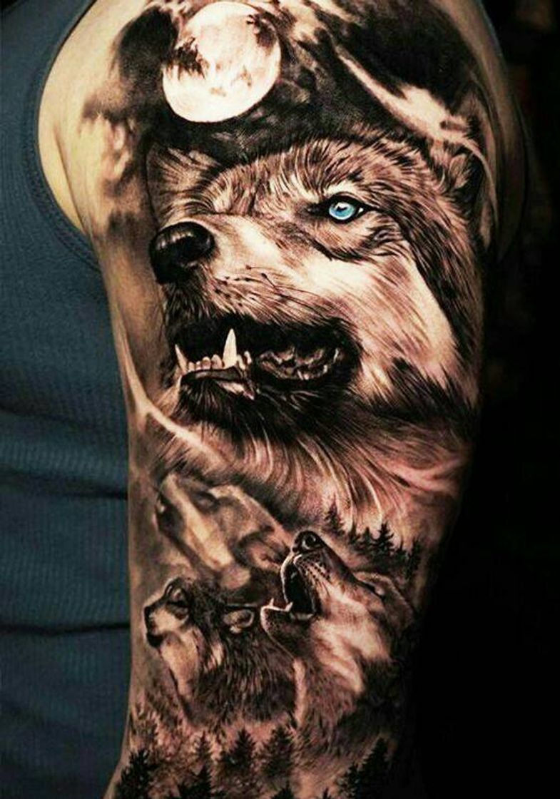 Fashion Tatto Lobo Masculina 