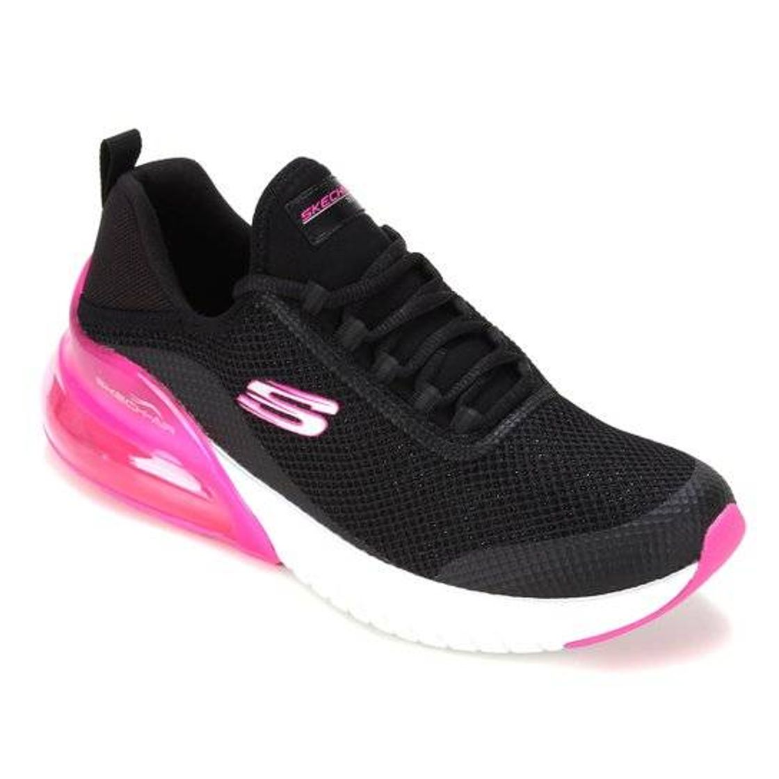 Moda  Skechers Air Stratus Sparkling Wind Feminino - Preto+Pink

