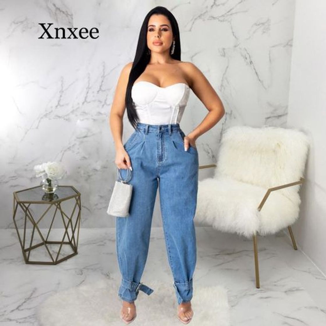 Fashion Vaqueros para Mujer Jeans Mujer Tallas Grandes Mom Jeans Harem Pantalones De Mezclilla hasta El Tobillo Boyfriend Jeans Femme Broeken Dames Calca Feminina 25 Azul Claro