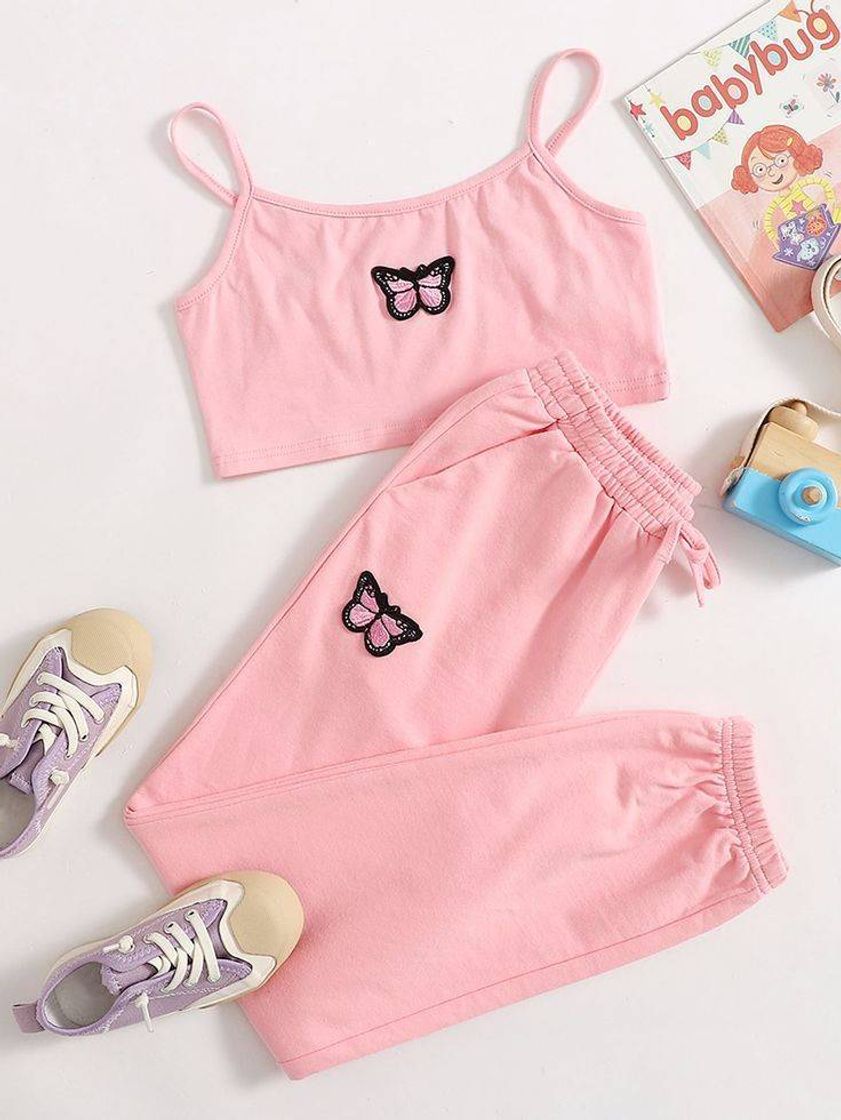 Moda Conjunto cropped e calça rosa