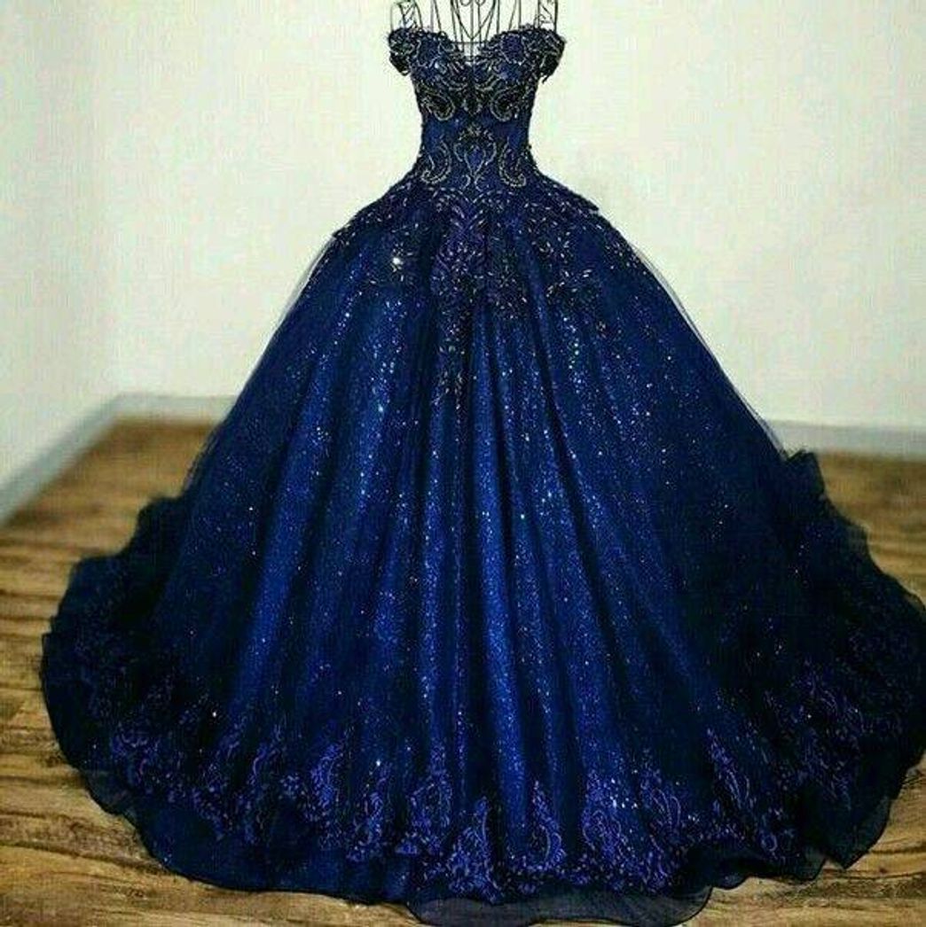 Fashion Vestido azul brilhante