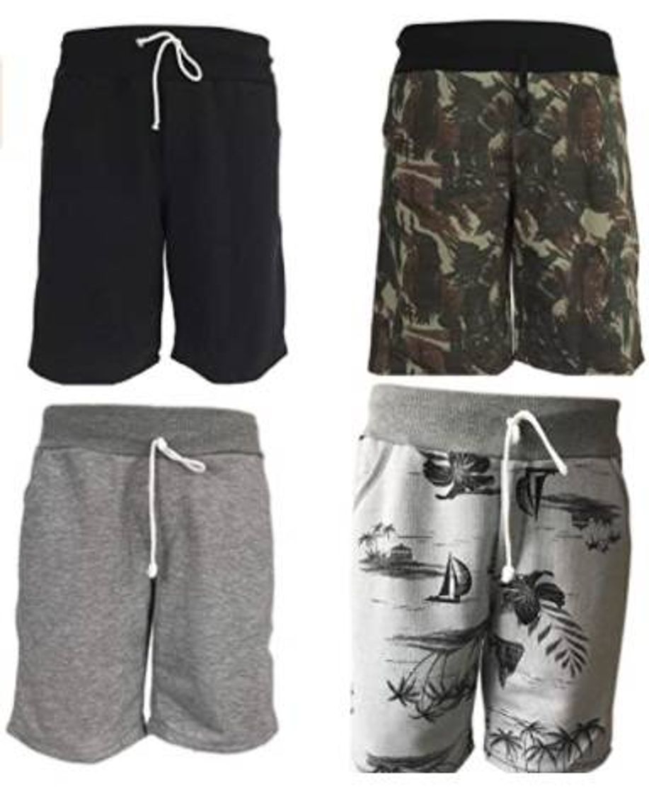 Fashion KIT 4 Bermudas Plus Size Moletom Masculino
