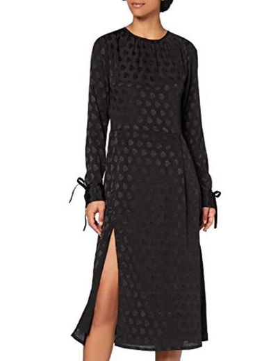 Marca Amazon - find. Vestido Midi Cruzado Mujer, Negro