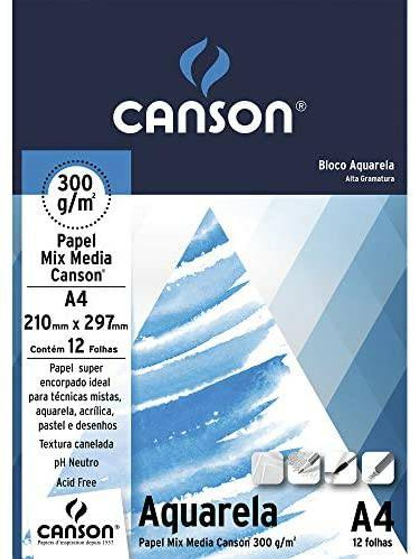 Fashion Bloco Aquarela A4 300g/m², Canson, 12 Folhas

