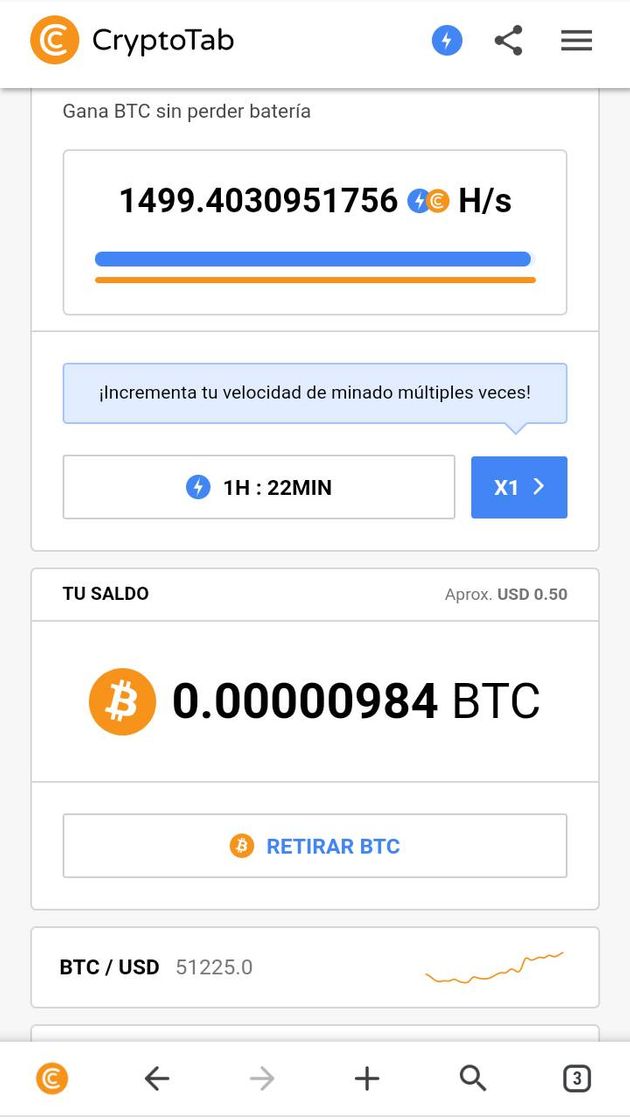 Social CryptoTab, mina BTC de manera gratuita,mínimo de retiro bajo