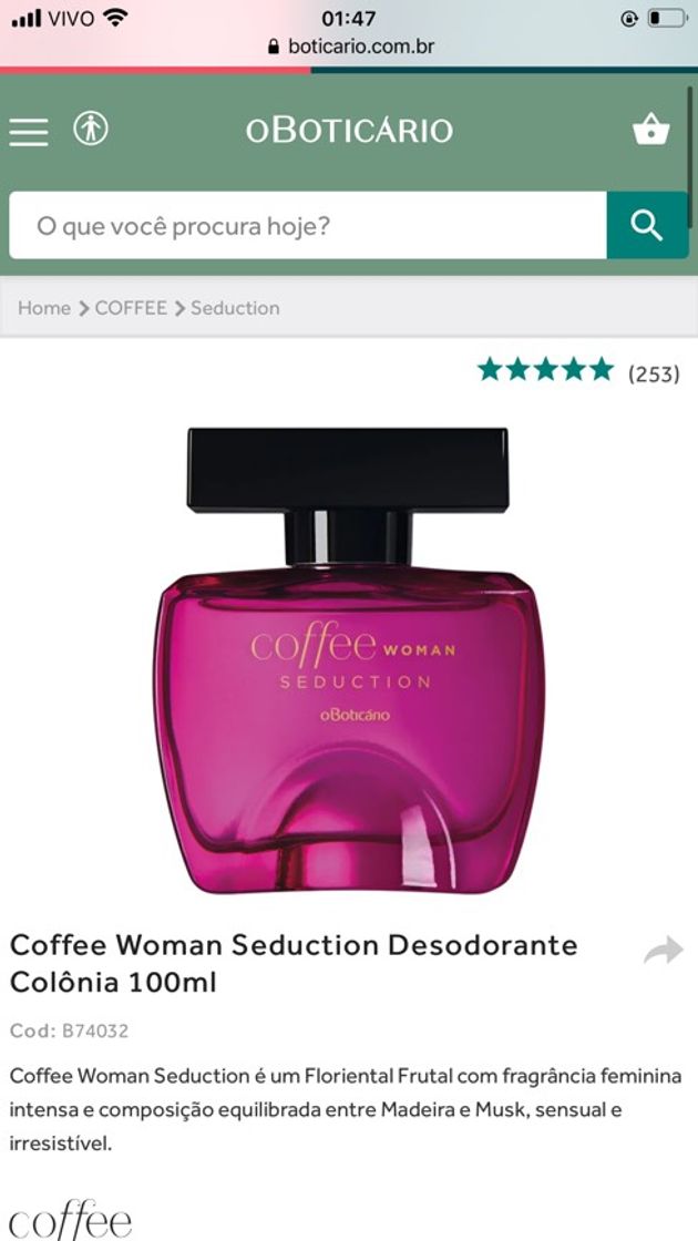 Fashion Coffee Woman Seduction, 100ml | O Boticário