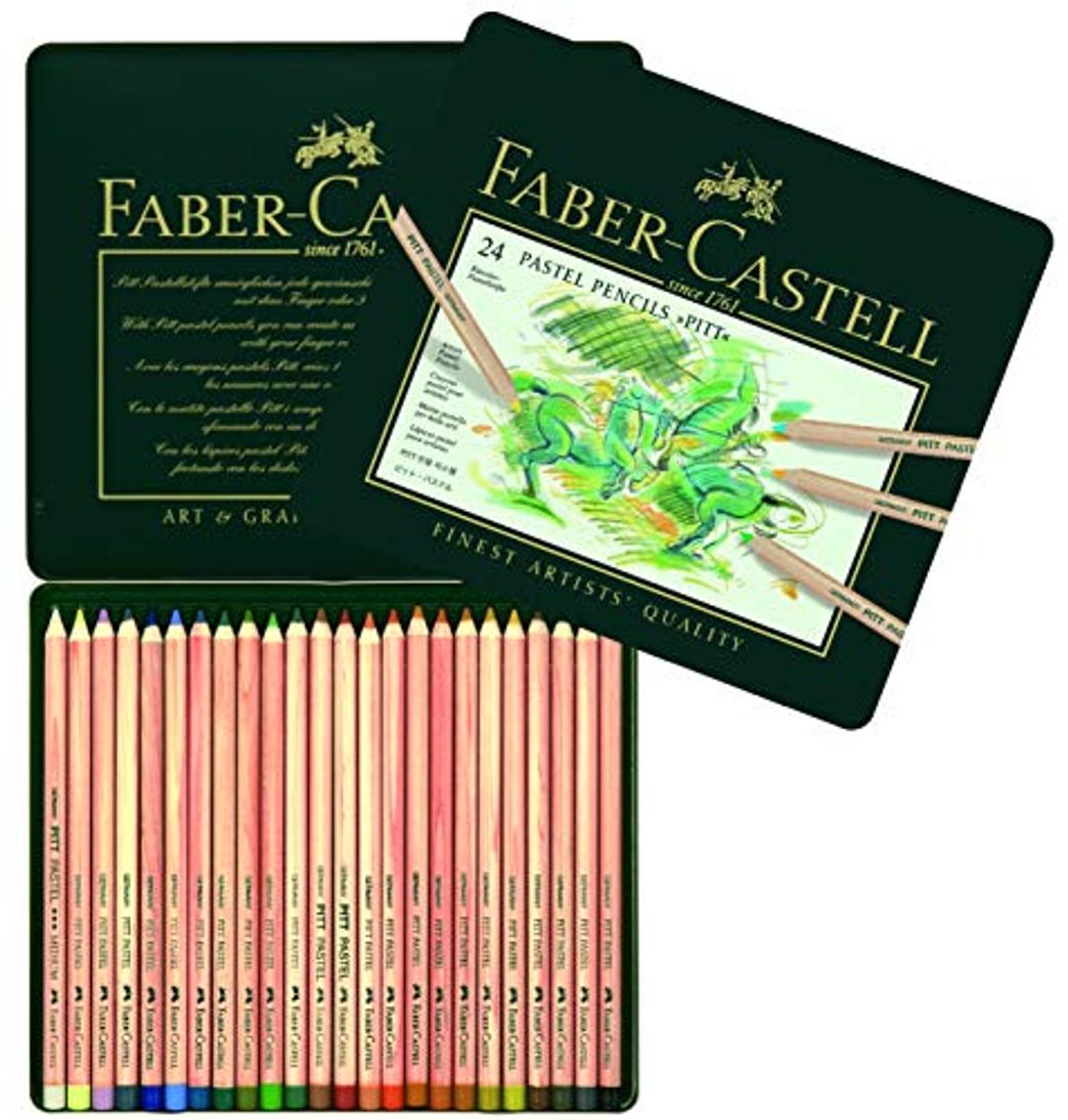 Places Faber-Castell 112124 - Estuche de metal con 24 ecolápices Pitt pastel