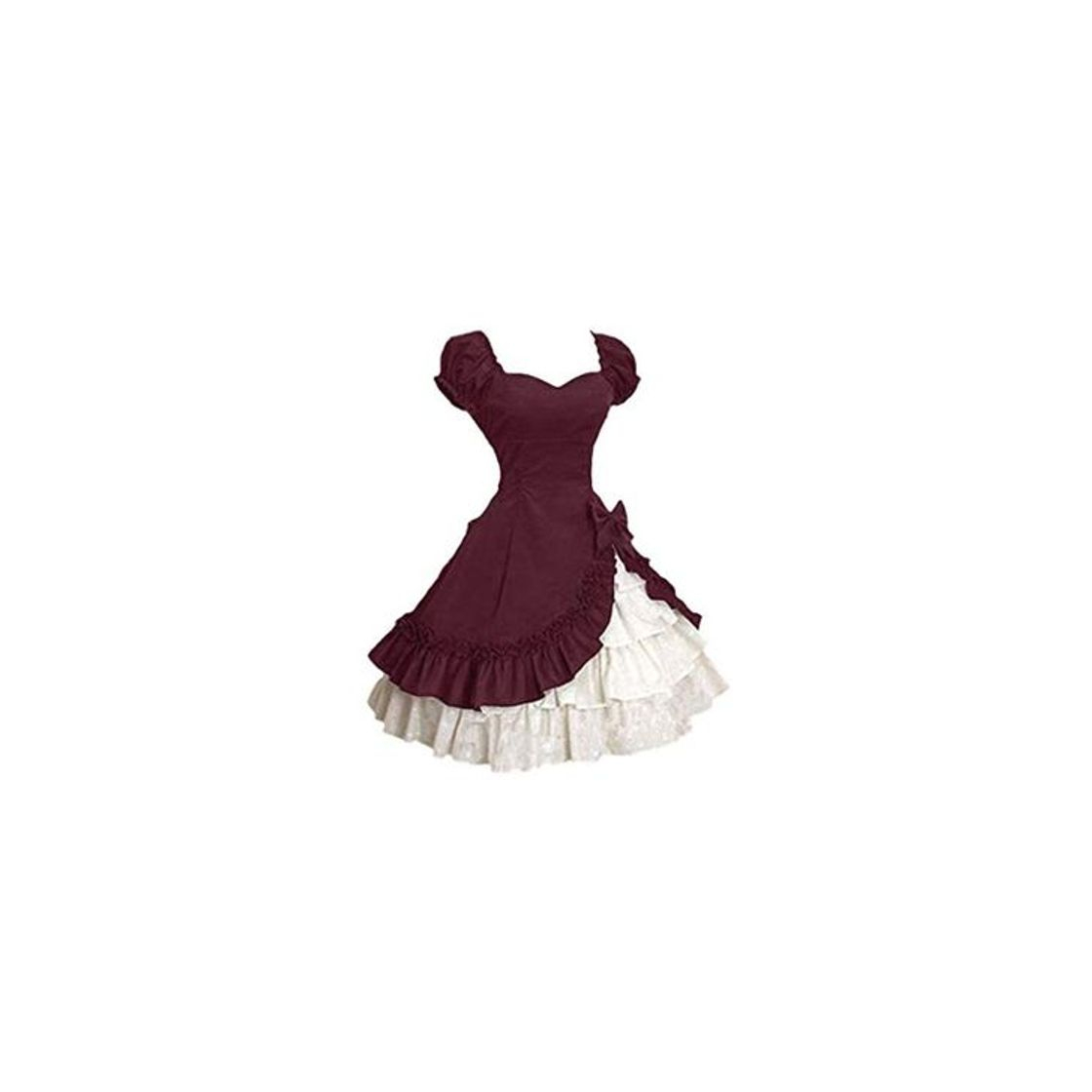 Moda Las Mujeres con Volantes Vestido de Princesa Vestido de Corte Gothic Lolita de Manga Corta Noche Vestido de cóctel Cosplay