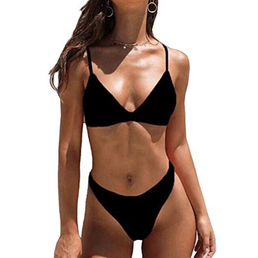 DURINM Bikinis Mujer Brasileños Bañador Ropa de Baño Push Up Dos Piezas con Relleno Traje de Baño de Tubo Color Liso Bañador Mujer