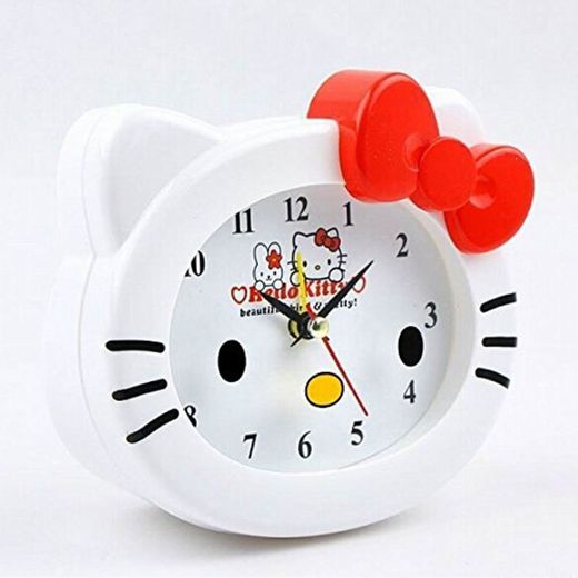 whbage Reloj Despertador Kawaii Hello Kitty Reloj Despertador Mesa Relojes de Escritorio Regalo de cumpleaños para niños