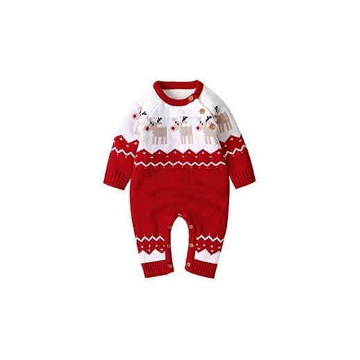 mimixiong Baby Sweater Romper Conjuntos de Mono de Reno de Navidad