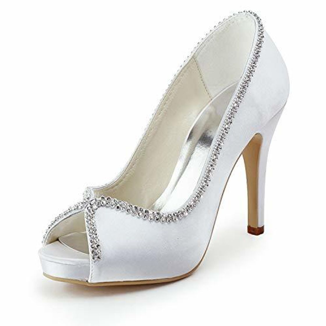 Place Emily Bridal Zapatos de Novia Peep Toe Rhinestones de Mujer Slip On