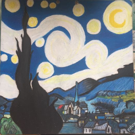 La noche estrellada Van Gogh pintada por mi