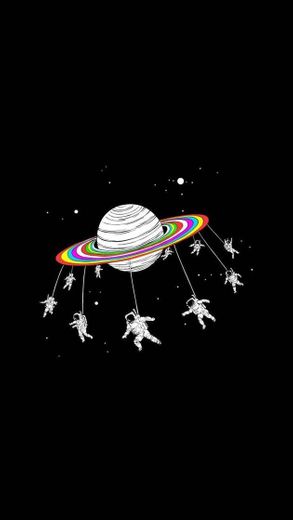 wallpaper planet, astronauts and rainbow