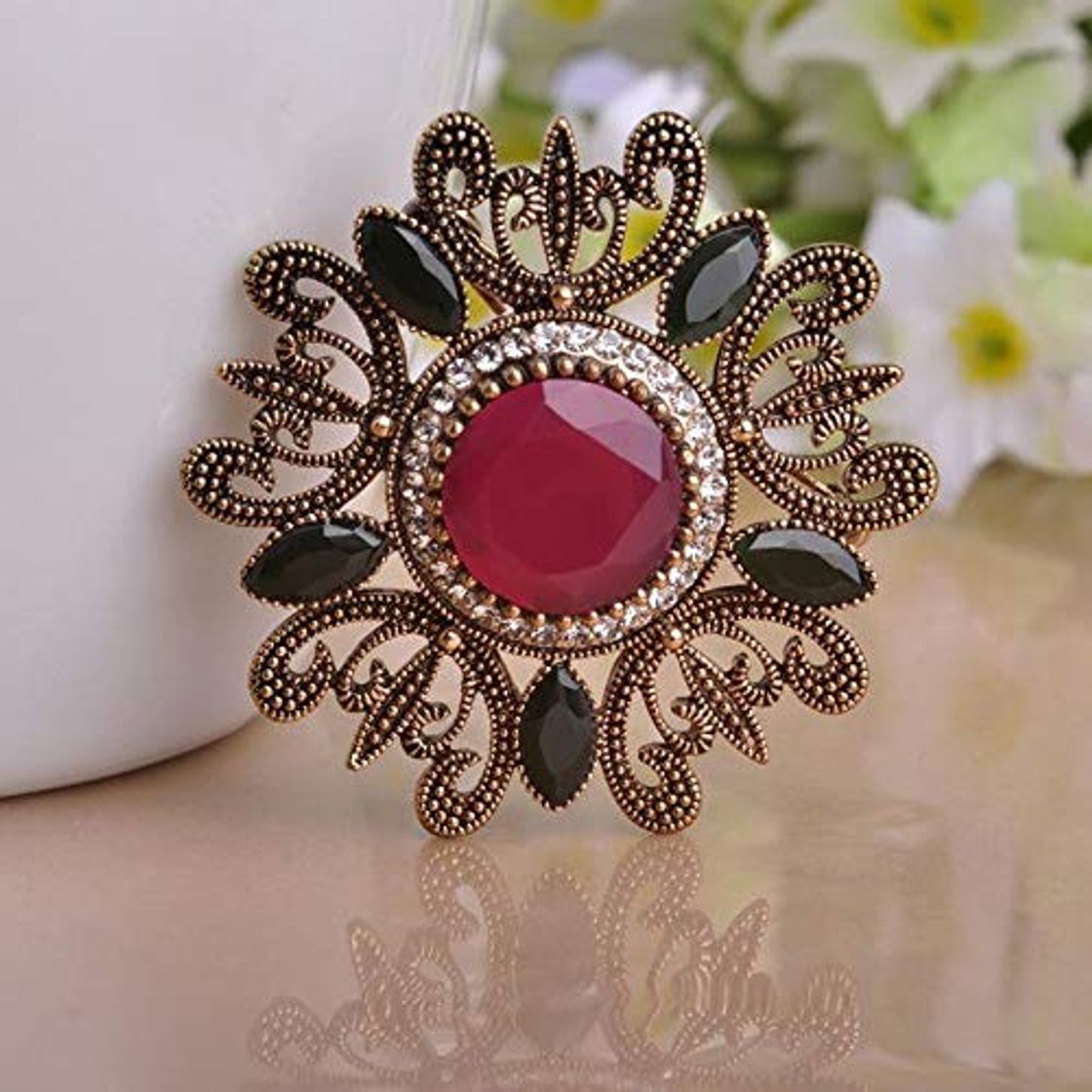 Social XZROOKEI Joyería Vintage Vestido de Mujer Accesorios para el Cabello Broches de Flores Rojas Broches de Flores Clips de Cuello Bijuterias Elegantes Chapado en Oro Rojo