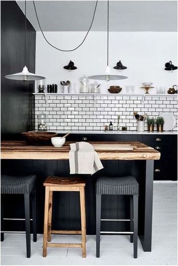 Decoração de cozinha preta e branca 🖤