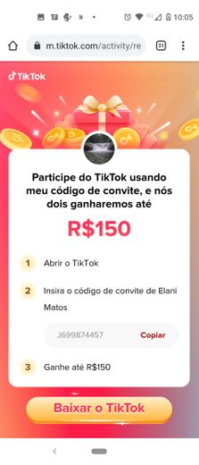 tiktok  J699874457ao usar esse convite vamos ganhar dinheiro