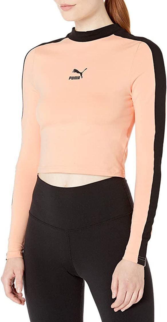 Moda PUMA Classics Ribbed Longsleeve Cropped Top Camiseta