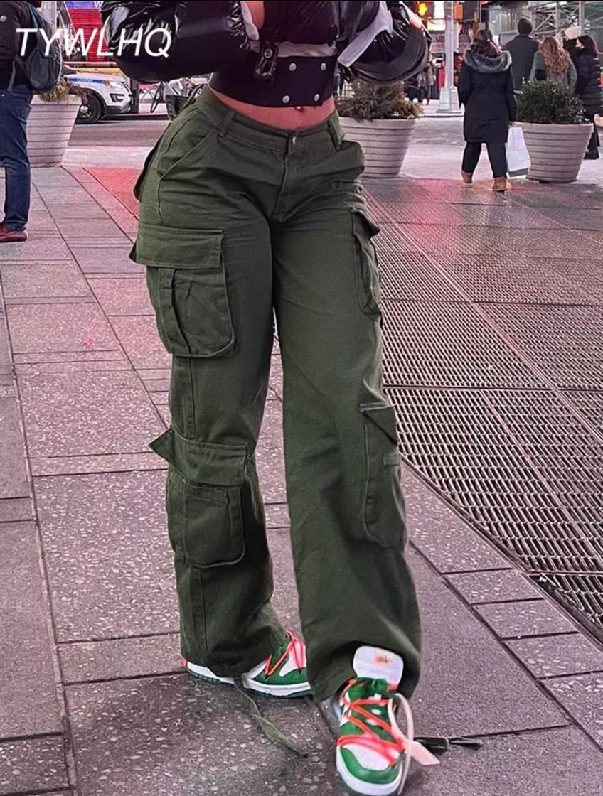 Fashion Pantalones cargo verde militar