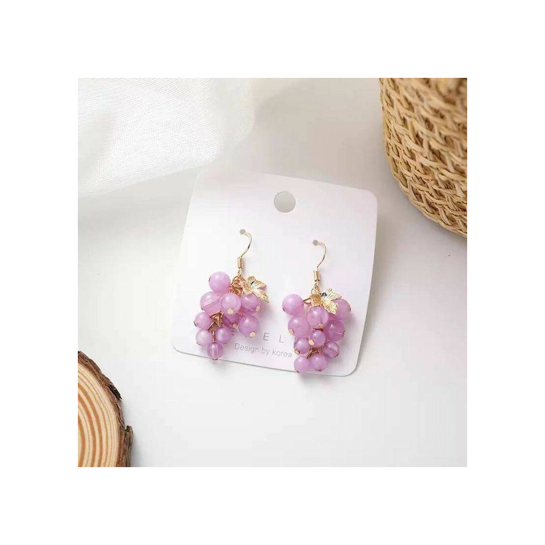 Product purple and gold grapes earrings 