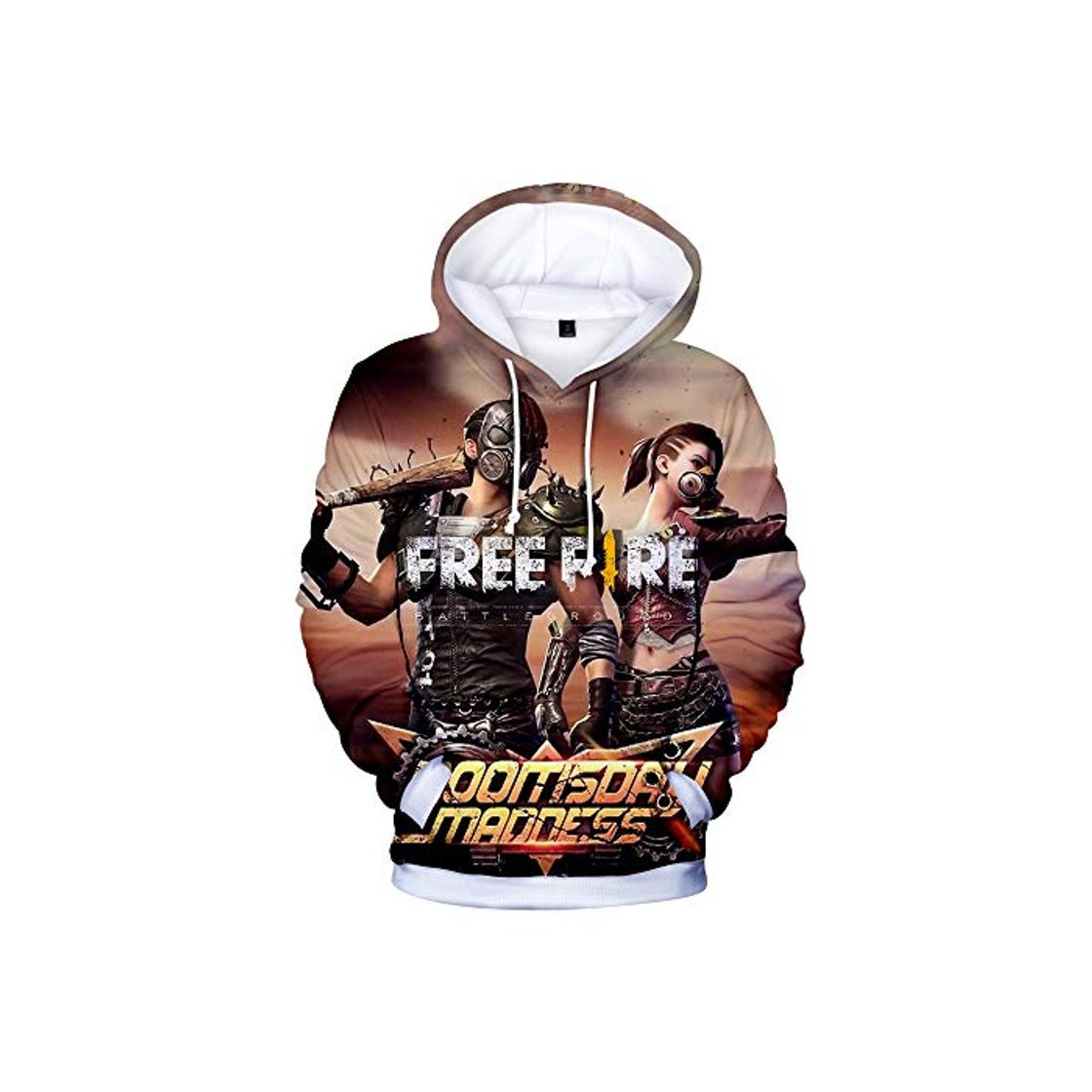 Fashion Unisex Free Fire Cartoon 3D Impresión Moda Sudadera con Capucha Manga Larga con Capucha Loose Wild Suéter Pullover para Hombres y Mujeres