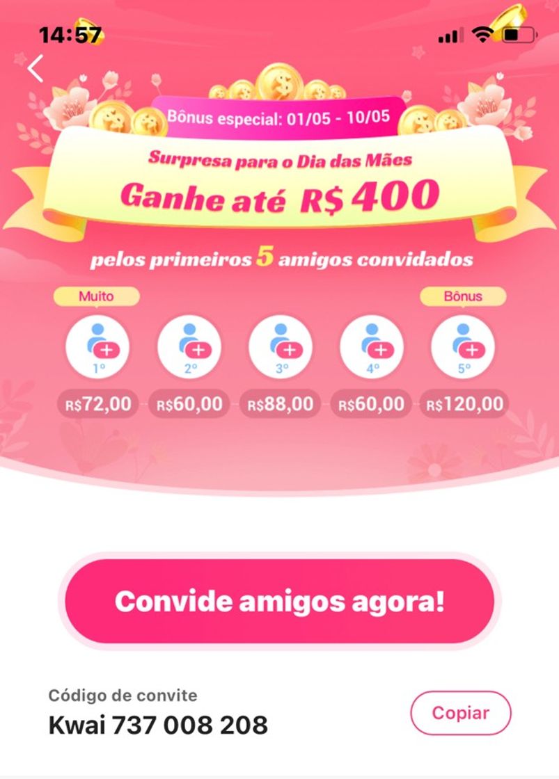 Apps Até hoje  10/05 o kwai ta pagando ate 400 reais 