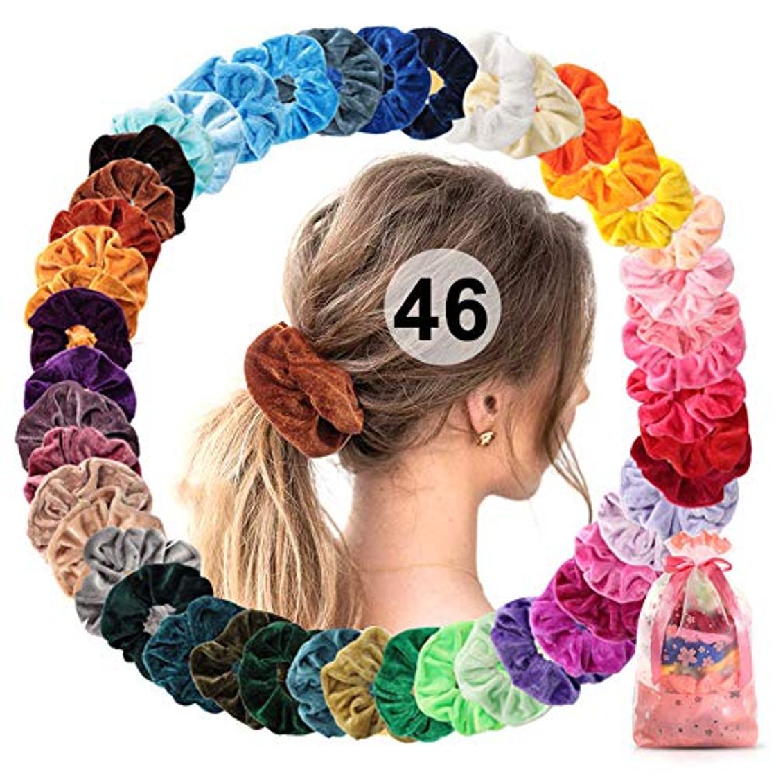 Belleza Scrunchies Terciopelo 46 Pack