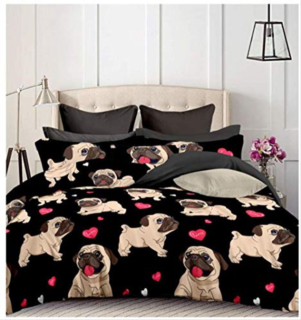 Product LUCKYYL Funda de edredón Funda Adultos Adolescentes Ropa de Cama Bulldog Estampado