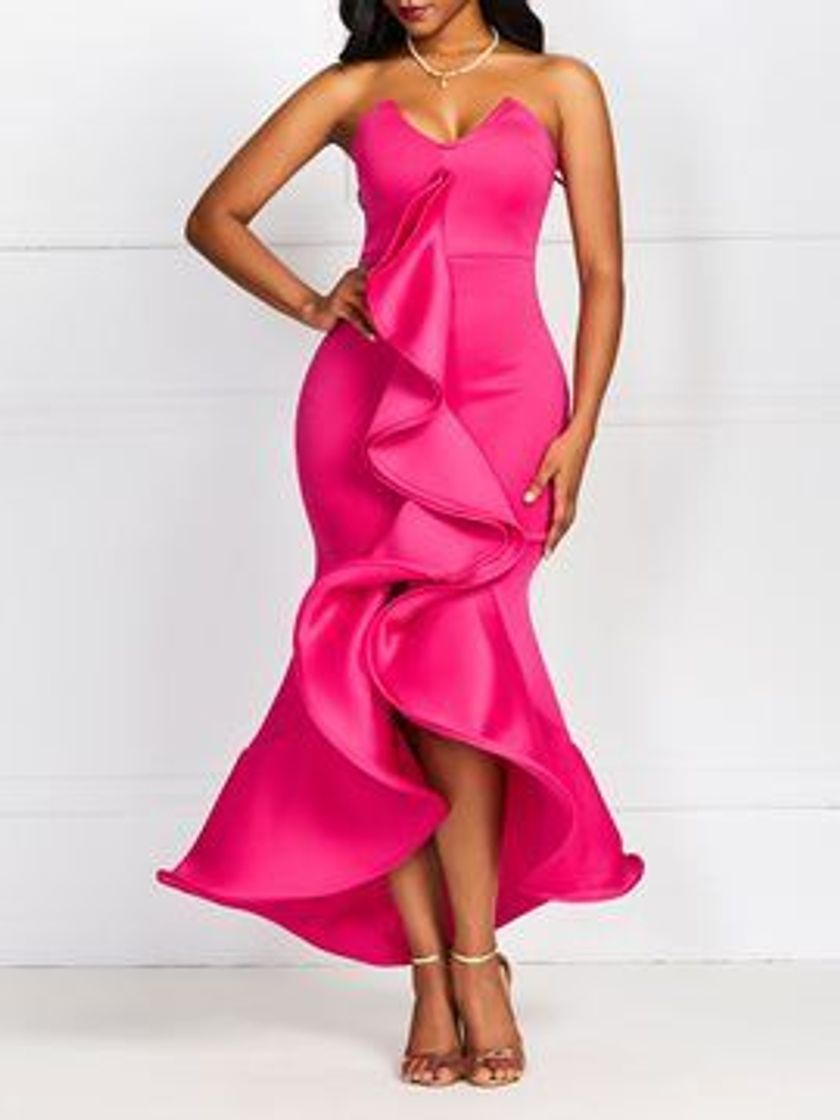 Fashion  Shoulder Floor length Rose Maxi Dress