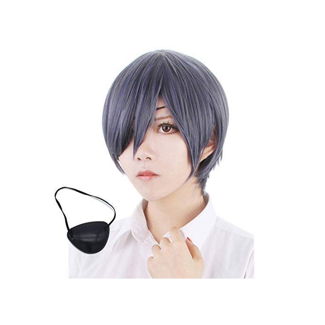 Product MUZI peluca Ciel Phantomhive Cosplay Peluca, Negro Butler Mix Color Short Straight