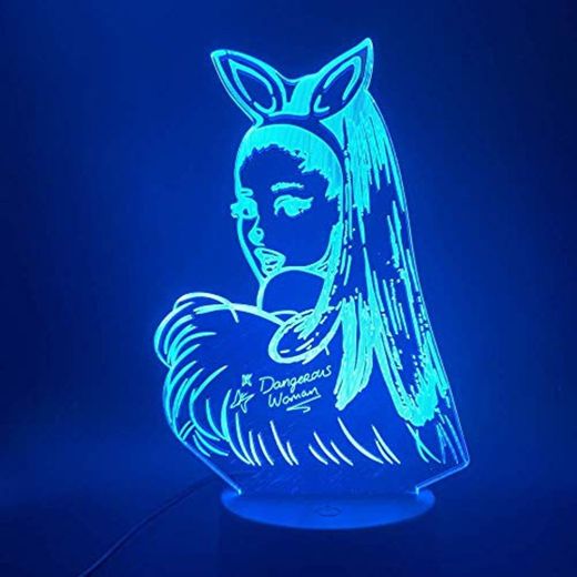 Luz 3D de mesa de luz nocturna cantante Ariana Grande cartel gato