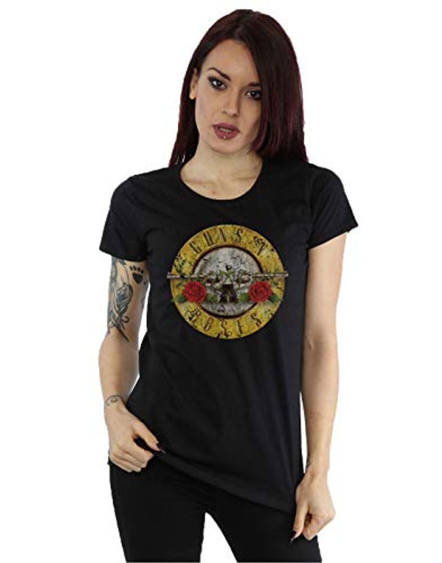 Moda Guns N Roses mujer Vintage Bullet Logo Camiseta Medium Negro