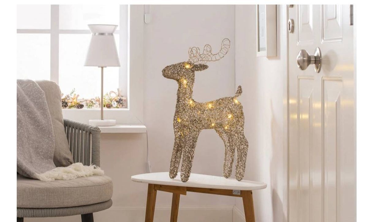 Fashion Figura de reno Champagne 10 luces 60 cm · LEROY MERLIN