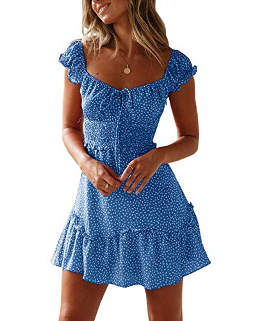 Social Imily Bela - Vestido de mujer de verano con fruncido y estampado