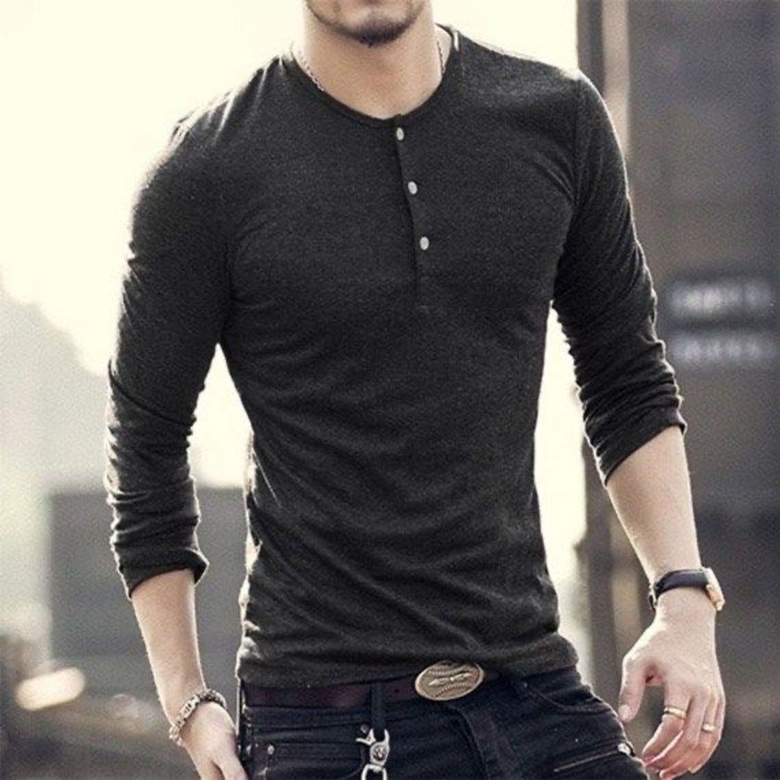 Moda Camisa Henley 