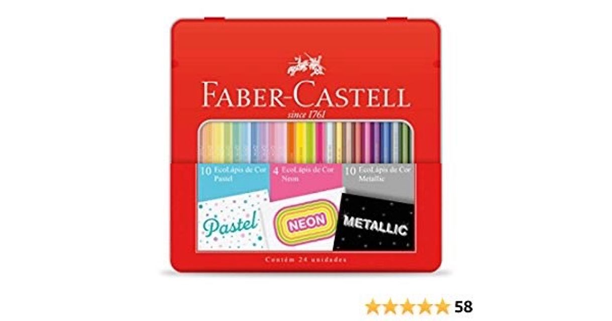 Moda Kit Lápis de Cor Pastel + Neon + Metálico, Faber-Castell, Ec