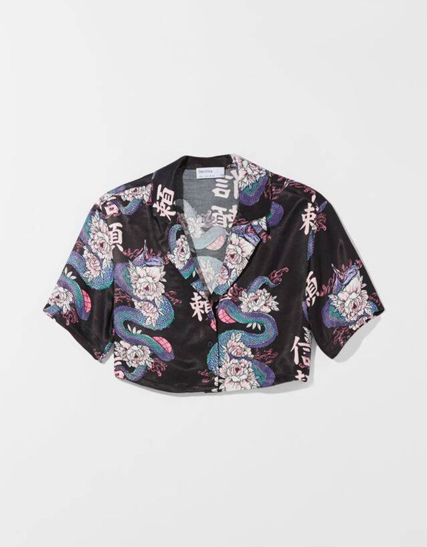 Social Camisa satinada print dragones - Camisas y blusas - Mujer