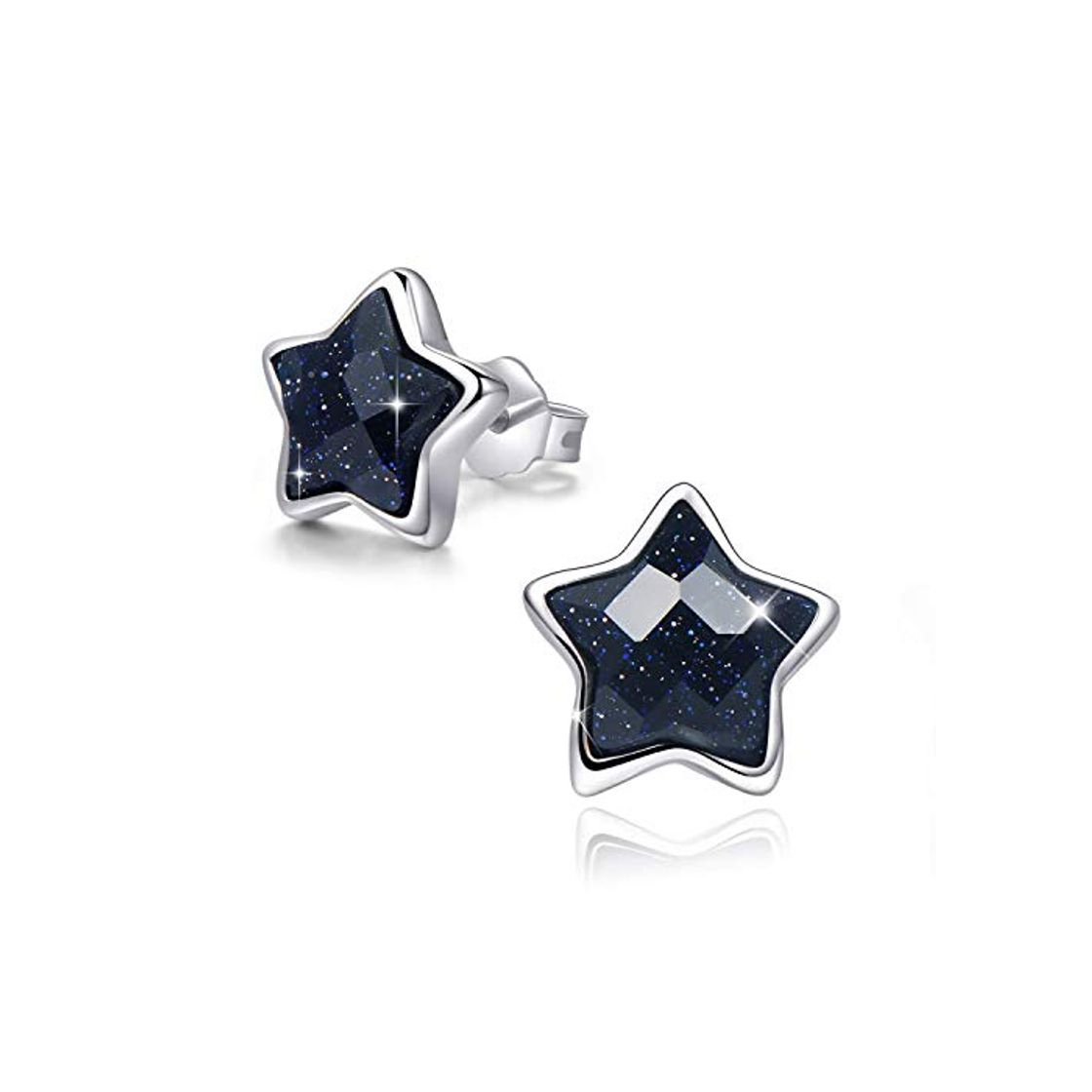 Moda SIMPLOVE Pendientes de Estrella de Plata de ley 18K Platino Plateado con