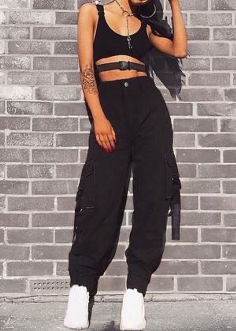 Fashion pocket ribbon cargo pants