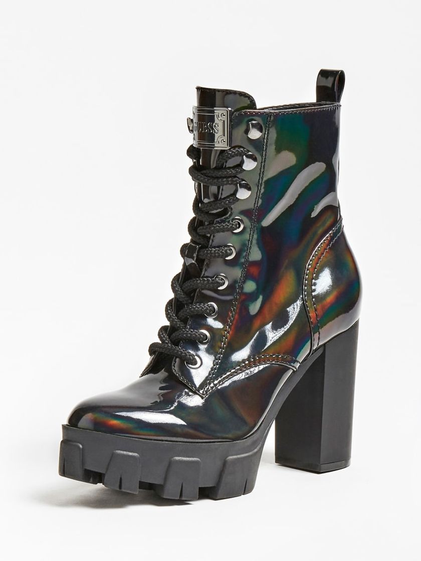 Fashion NEESHA GLOSSY-LOOK COMBAT BOOT | Guess Official Online ...