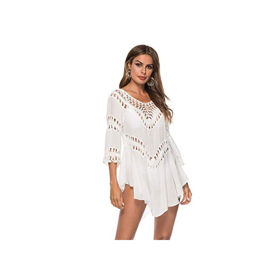 Moda Traje de baño de Mujer Falda de Playa de Ganchillo Top Poncho