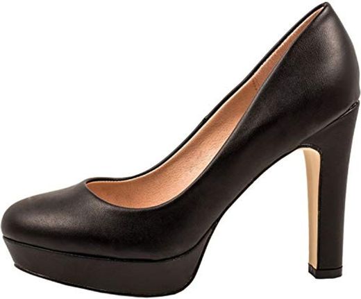 Elara Jumex Zapato de Tacón Alto para Mujer Plataforma Chunkyrayan E22321-Schwarz-38