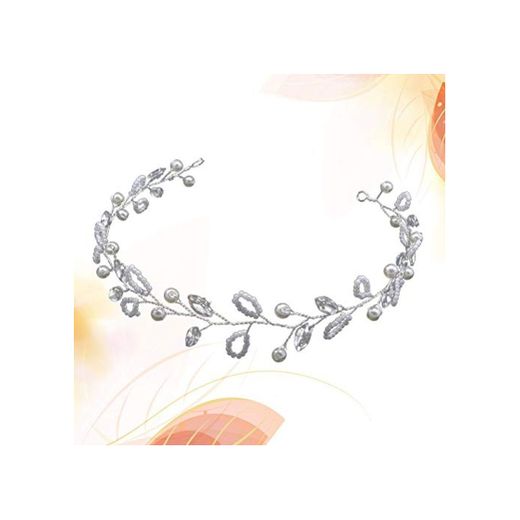 Lurrose Diadema nupcial perla de cristal Hair Band vestido de novia Tiara