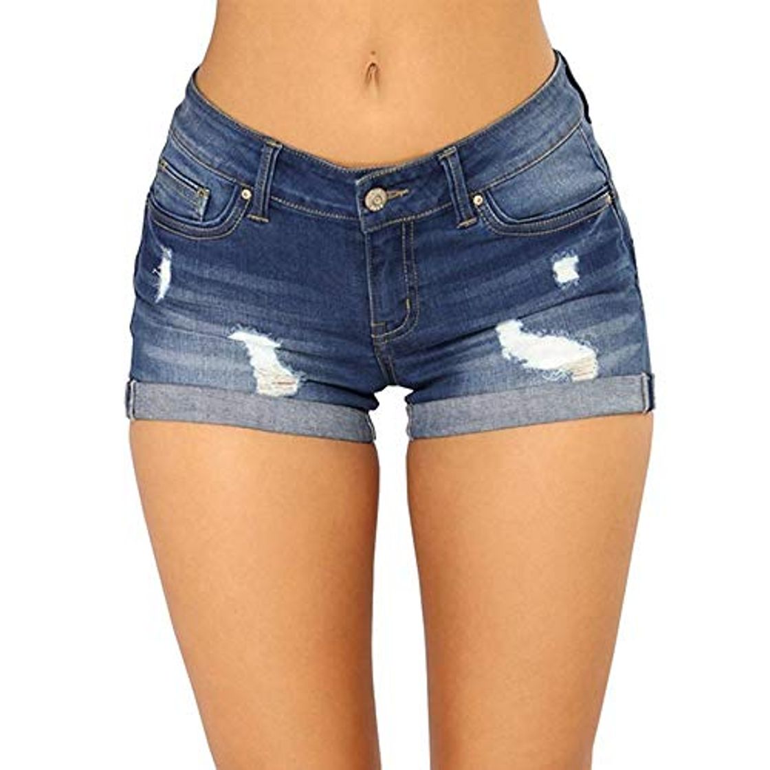 Fashion Sexy Hole Crimping Denim Shorts Mujer Summer Short Jeans Feminino Slim Casual Plus Size High Waist Push Up Shorts Hotpants M Darkblue