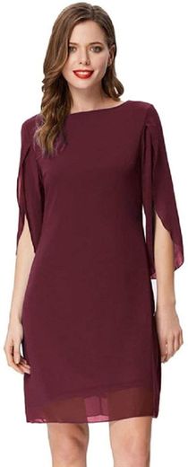 Vestido Ancho Gasa para Mujer Elegante Manga Corta Top Cuello Redondo Camiseta