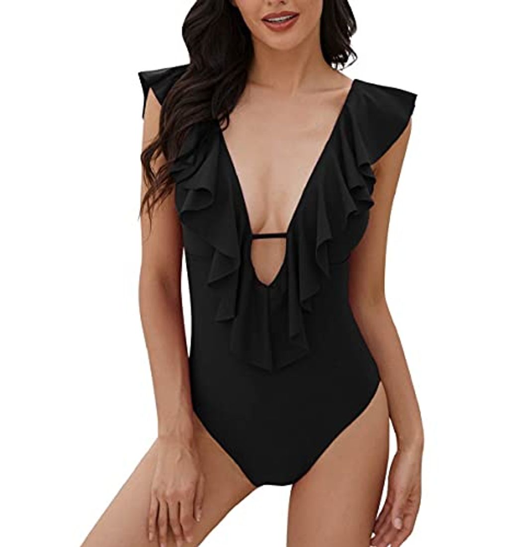 Social CMTOP Sexy Mujer Bikinis 2021 Conjunto De Frill Bikini Traje De Baño con Volantes Bikini Cuello en V Bañador de Baño de Una Pieza Verano