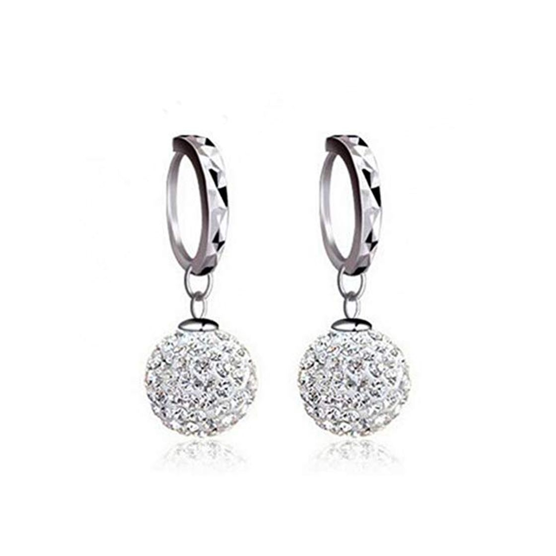 Moda HUGJOU Pendientes 925 Bolas De Cristal De Plata Esterlina Princesa Pendientes De Gota Para Las Mujeres Brincos Oorbellen Boucle D'Oreille